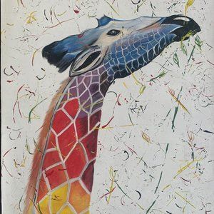 Authentic Africa Giraffe Painting (Not a Print) Original African Art UNFRAMED
